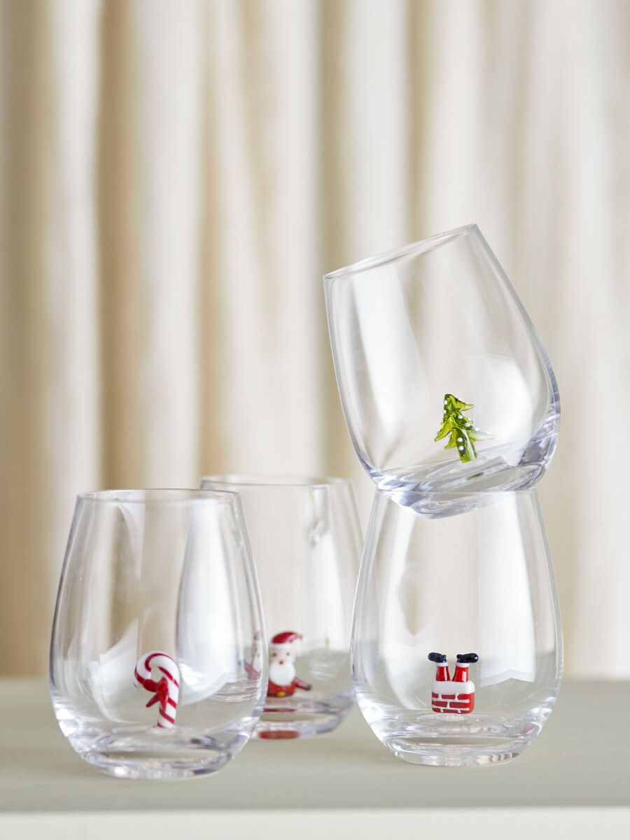 Bloomingville - Misa Drikkeglas - Juletema - Klar Glas - Sæt Med 4