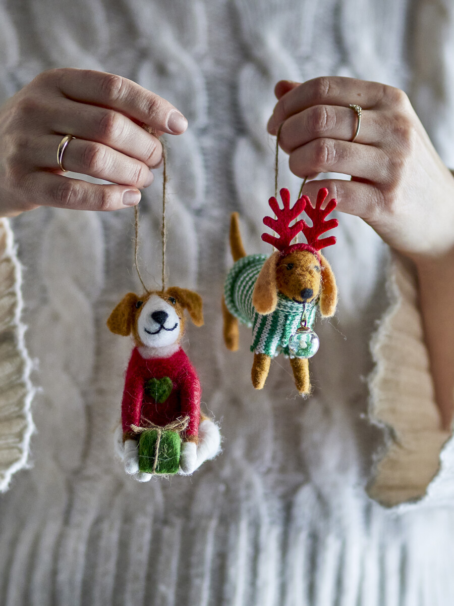 Bloomingville - Monty Juleornamenter - Hunde - Uld - 2 Stk
