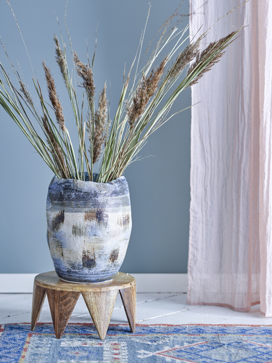 Bloomingville - Nienna Vase - Blå - Stentøj Keramik - H 31 Cm