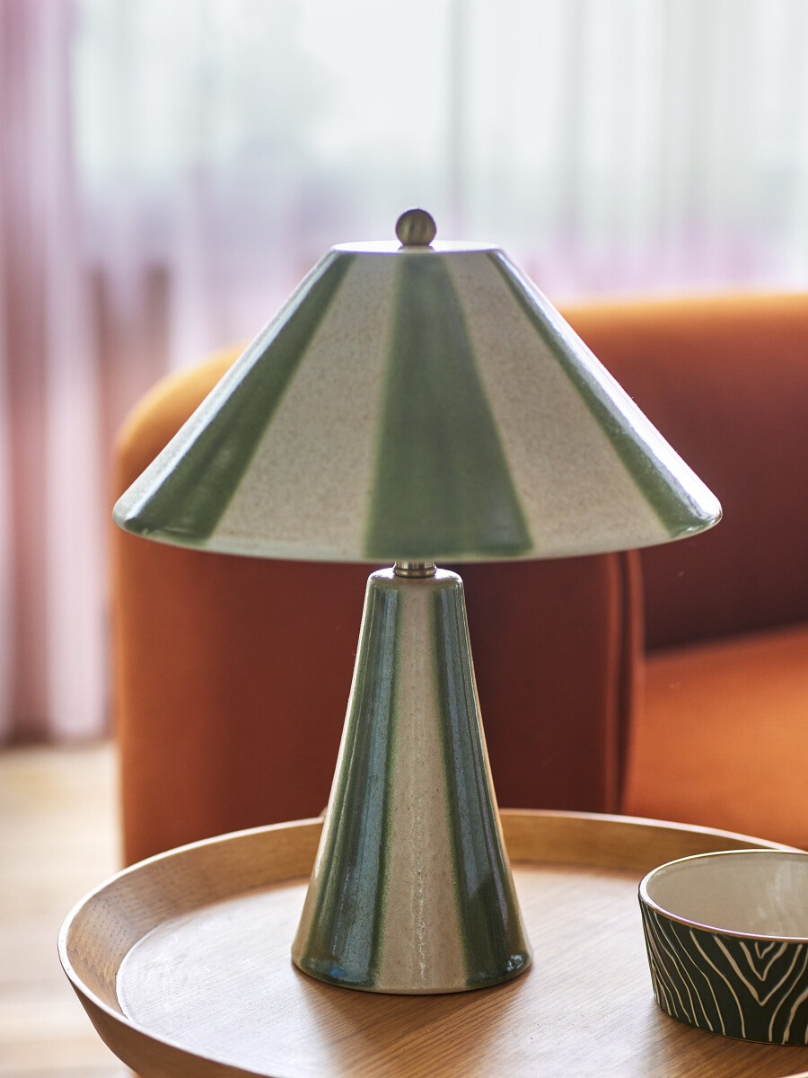 Bloomingville - Olive Bordlampe - Grøn - Stentøj Keramik - H 35 Cm