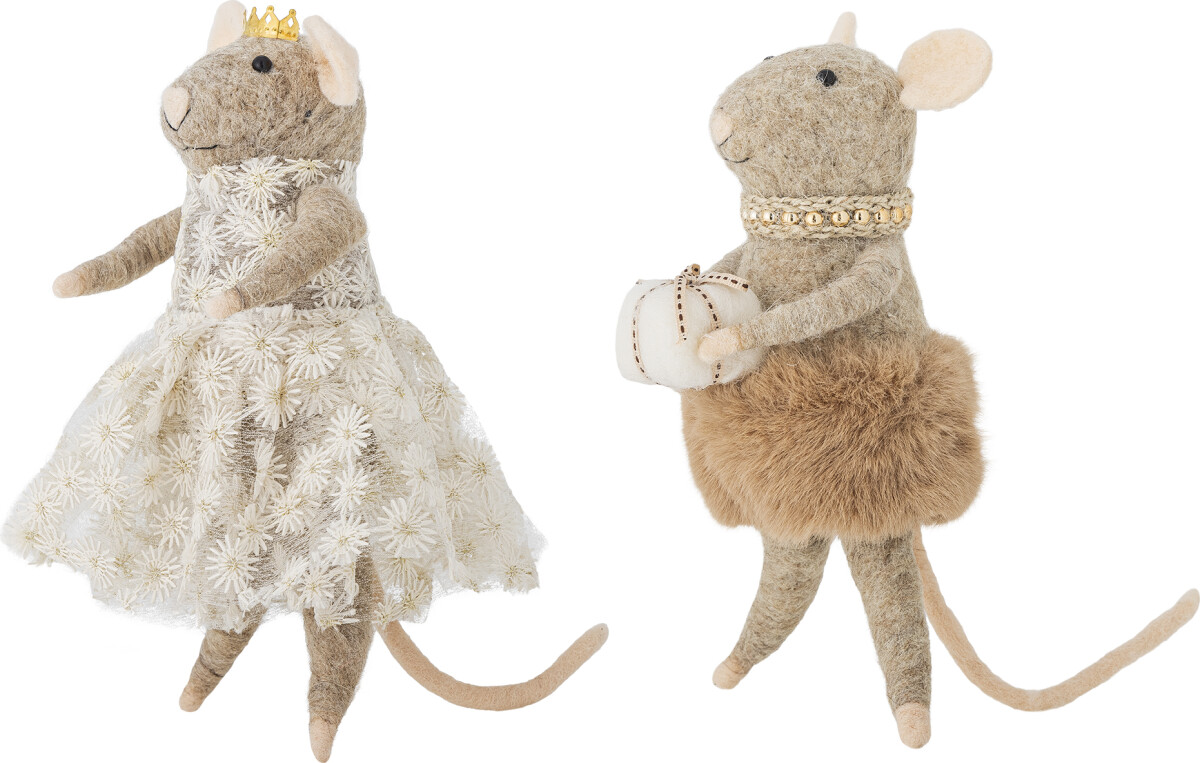 Bloomingville - Peo Ornament Julefigur Sæt - Brun - Uld - 2 Stk