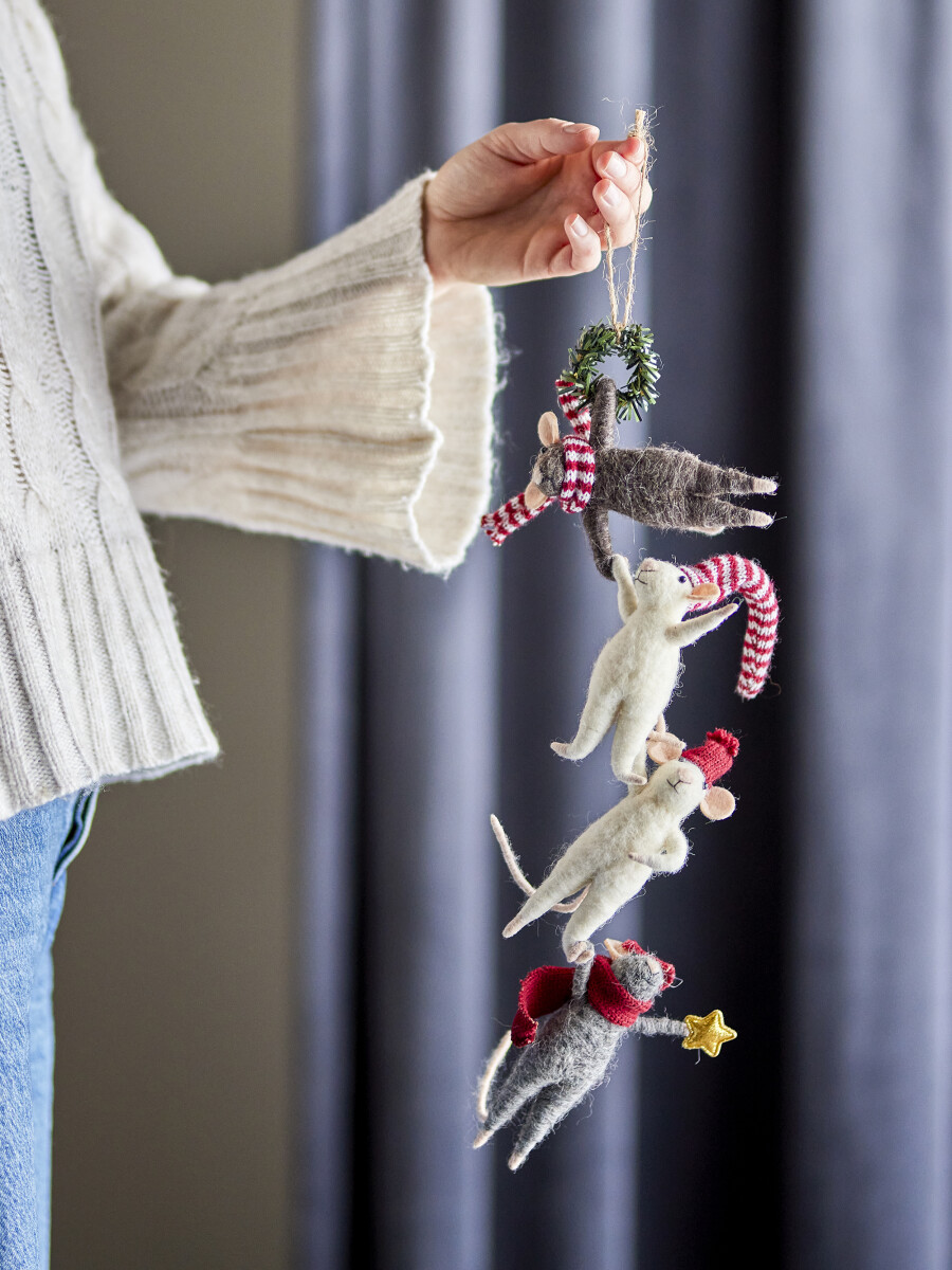 Bloomingville - Peo Juleornament - Hvid - Uld - H 40 Cm