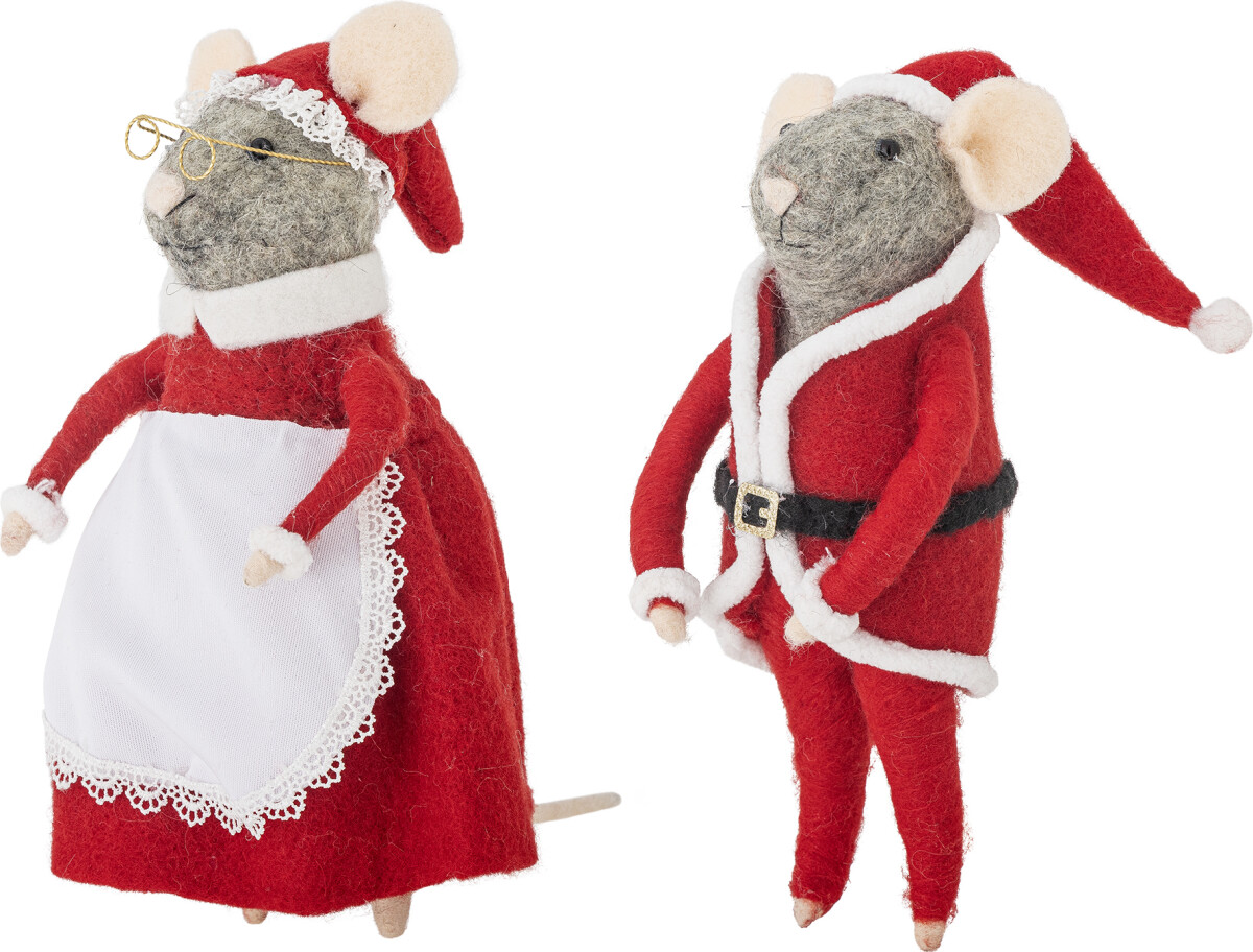 Bloomingville - Peo Ornament Julefigur Sæt - Rød - Uld - 2 Stk