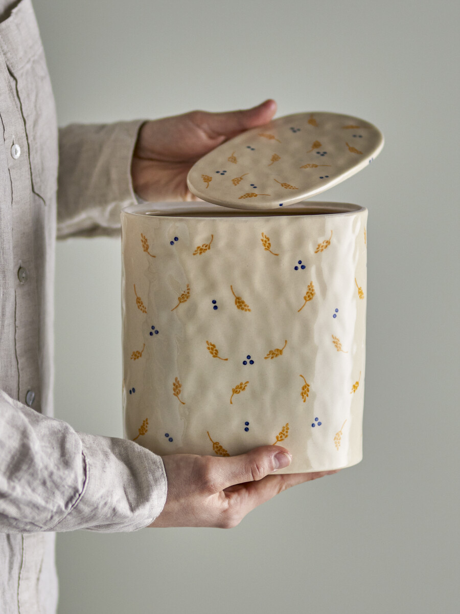 Bloomingville - Pippine Krukke Med Låg - Hvid - Stentøj Keramik