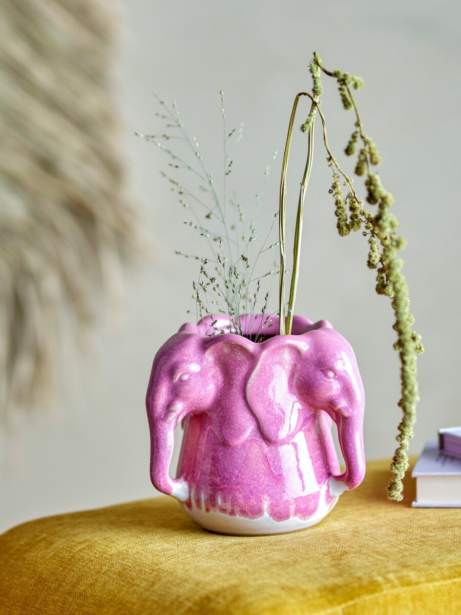 Bloomingville - Pontus Vase - Pink - Stentøj Keramik - H 15 5 Cm