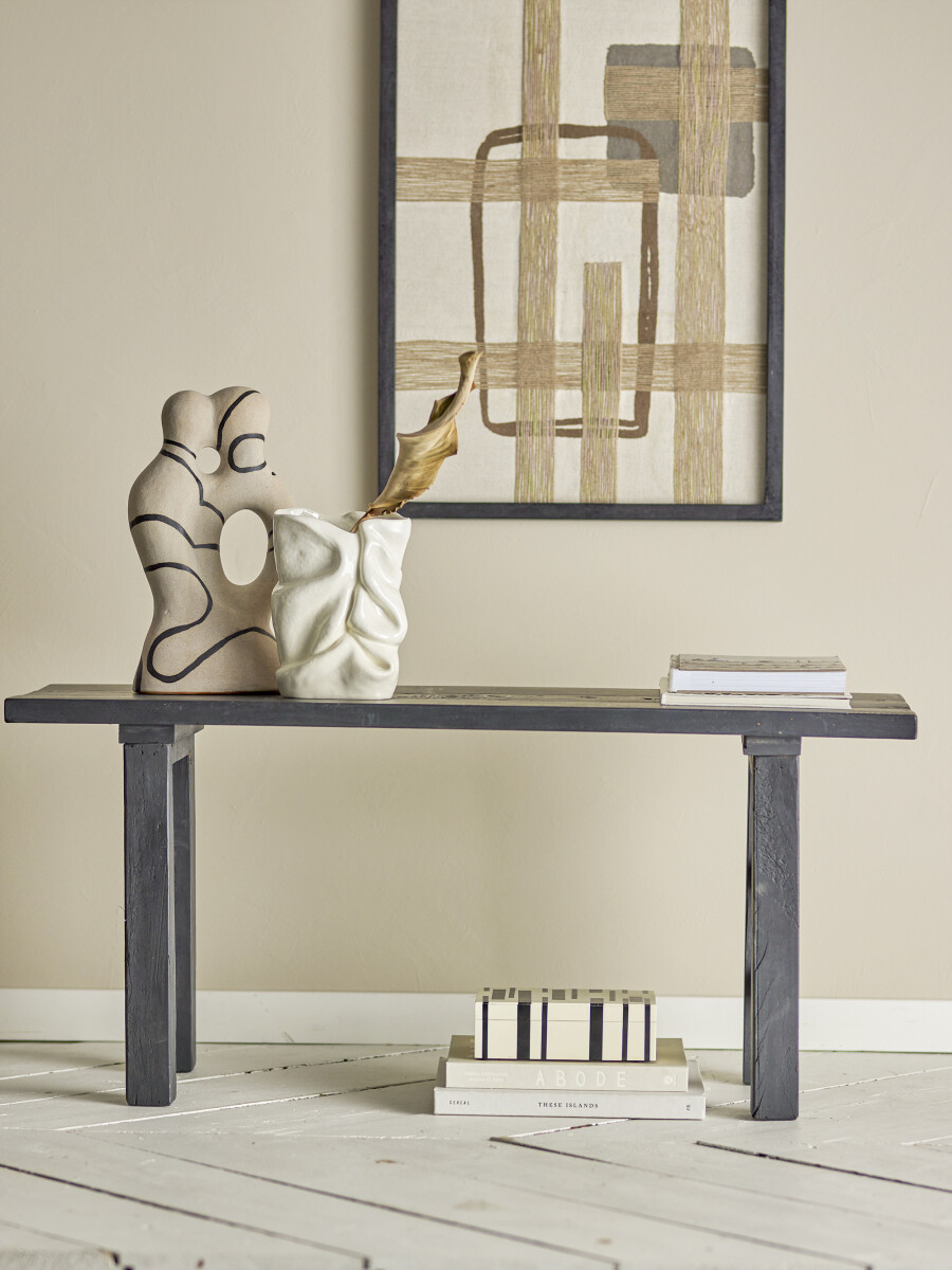 Bloomingville - Riber Bænk - Sort - Genanvendt Træ - Indendørs