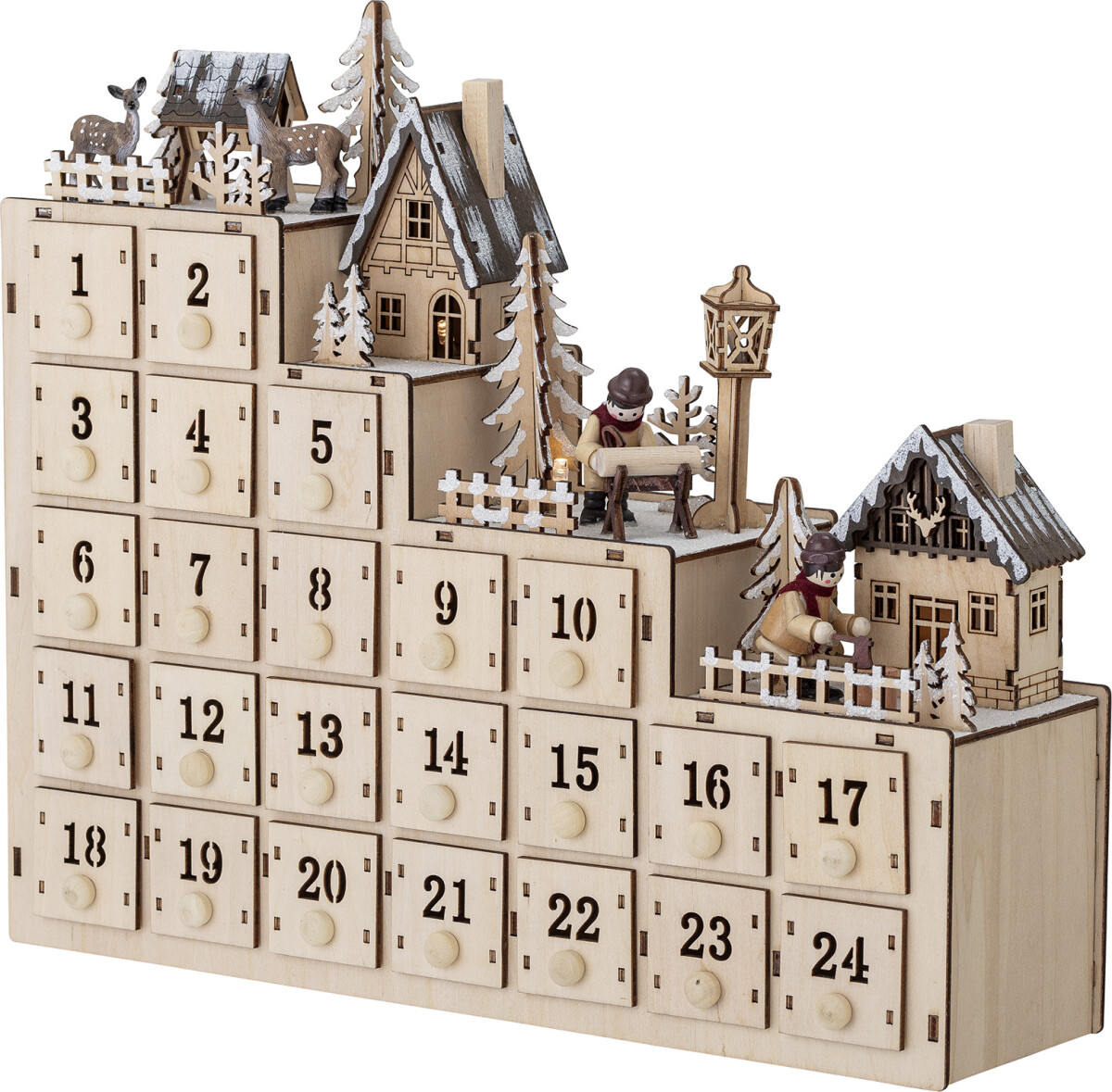 Bloomingville - Richie Julekalender Med Lys - Natur - Krydsfiner