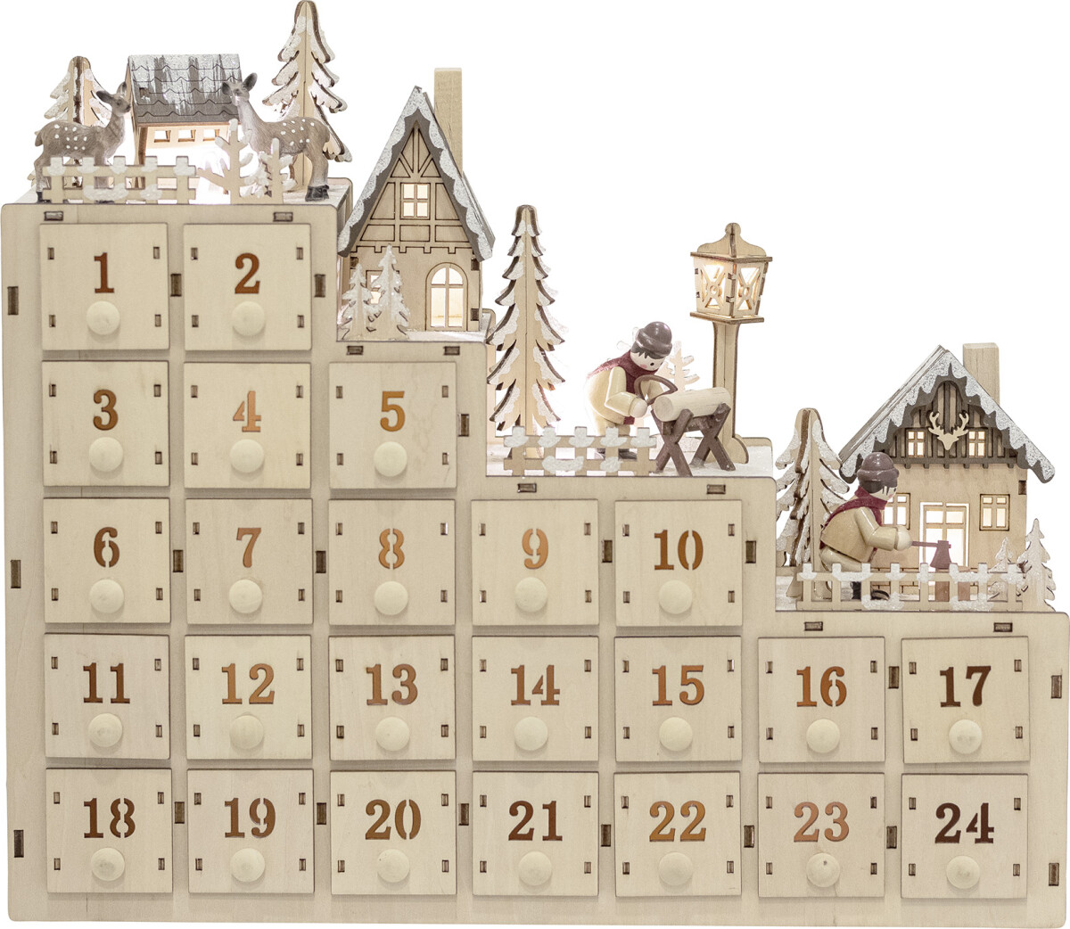 Bloomingville - Richie Julekalender Med Lys - Natur - Krydsfiner