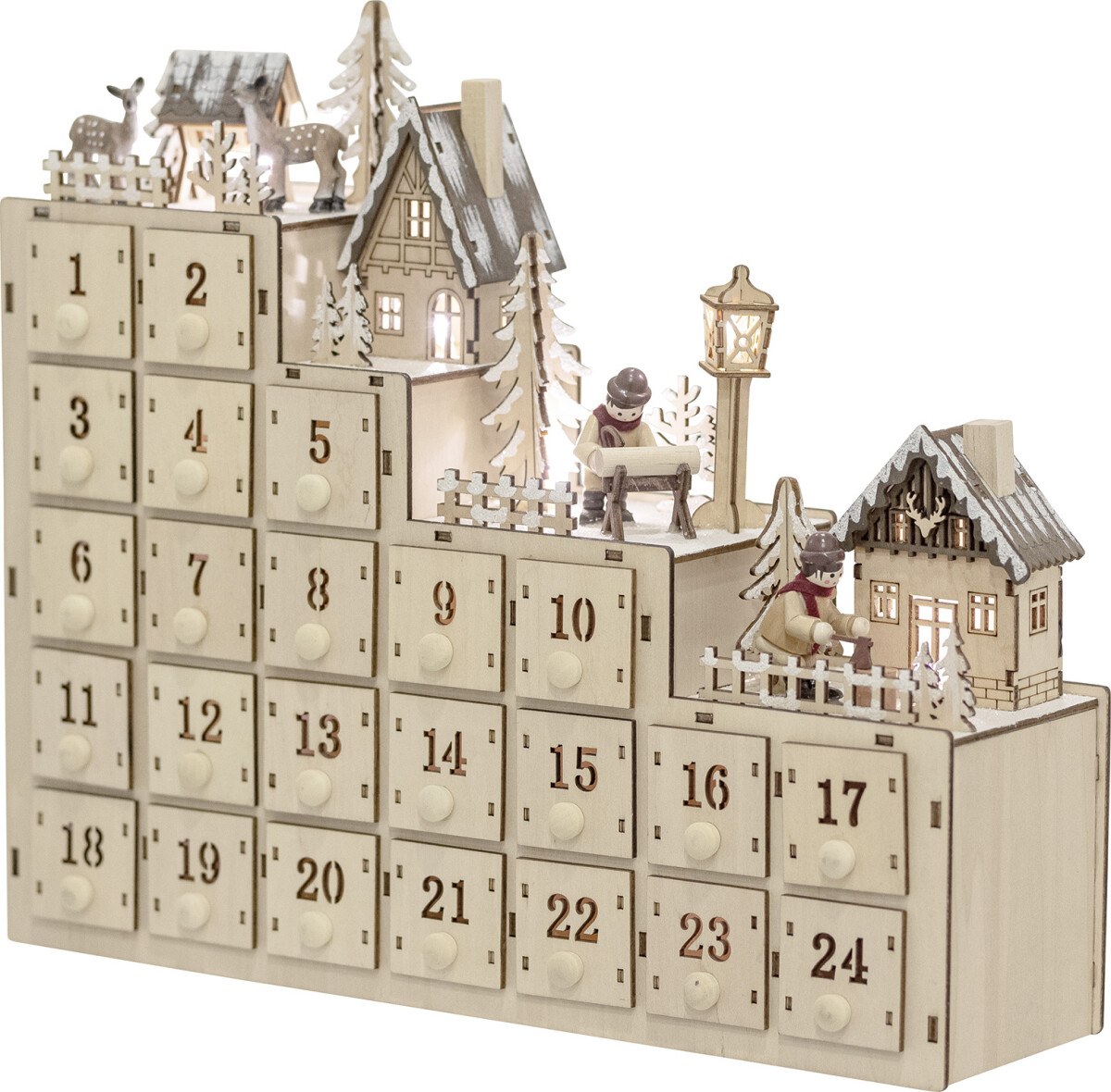 Bloomingville - Richie Julekalender Med Lys - Natur - Krydsfiner