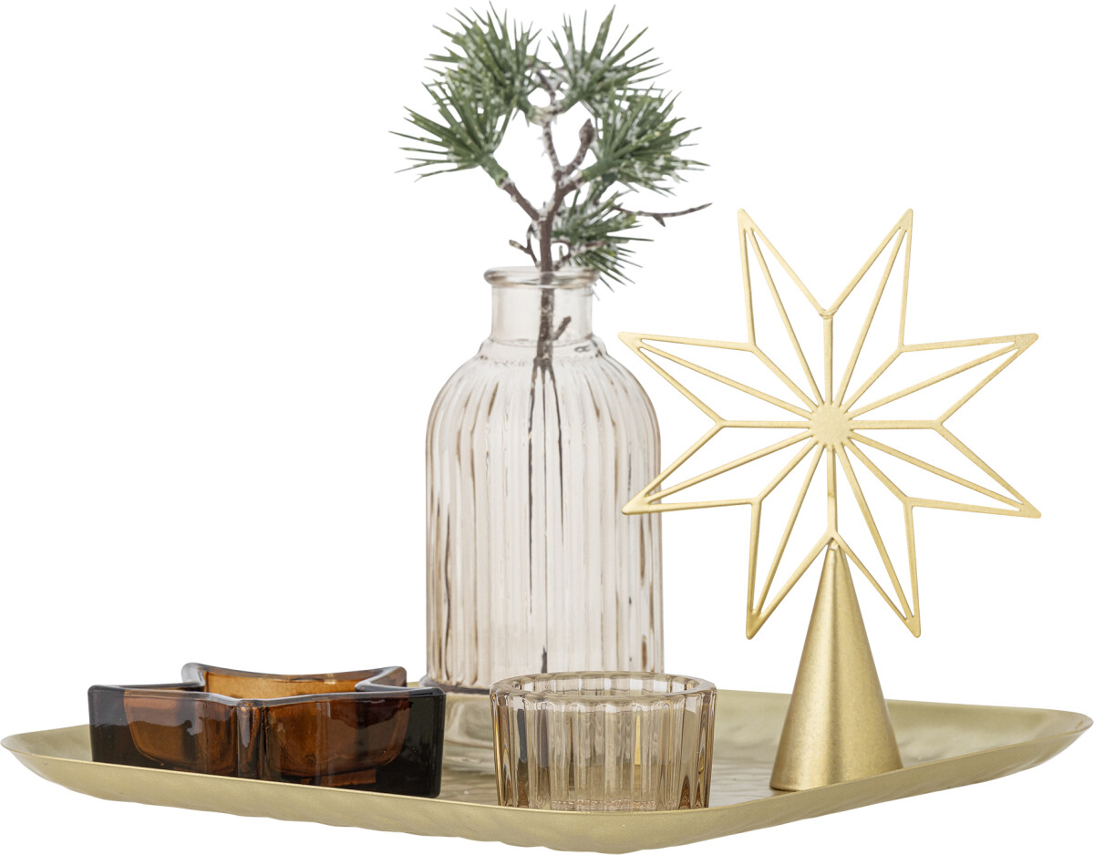 Bloomingville - Sanga Bakke Sæt Med Fyrfadsstage - Guld - Glas - 6 Dele