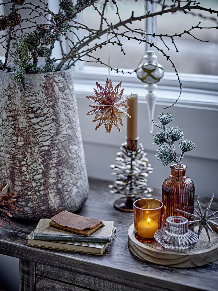 Bloomingville - Sanga Bakke Sæt Med Fyrfadsstage - Guld - Glas - 6 Dele