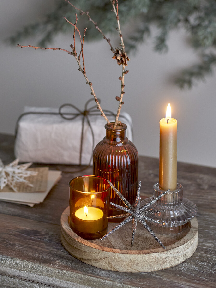 Bloomingville - Sanga Bakke Sæt Med Fyrfadsstage - Guld - Glas - 6 Dele