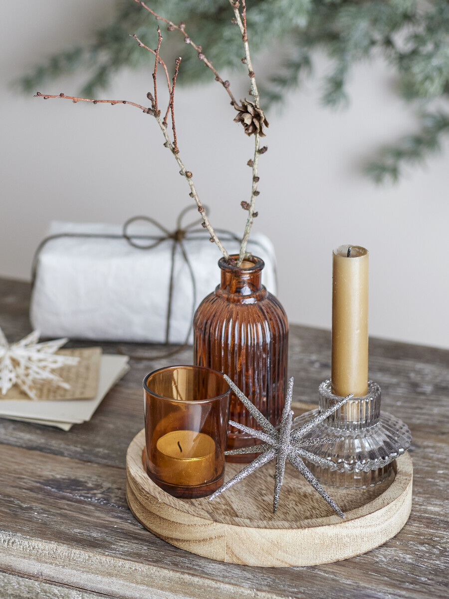 Bloomingville - Sanga Bakke Sæt Med Fyrfadsstage - Guld - Glas - 6 Dele