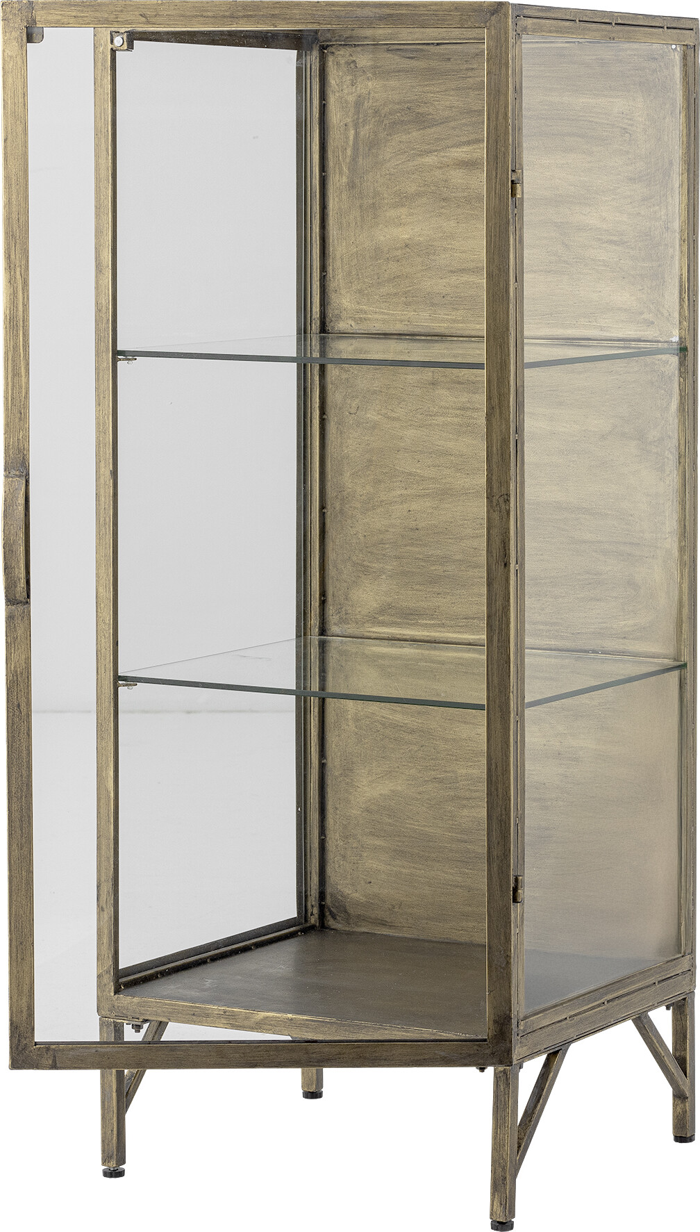 Bloomingville Skab - Saone - Brass - Messingfinish - Hærdet Glas