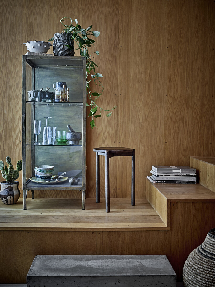 Bloomingville Skab - Saone - Brass - Messingfinish - Hærdet Glas