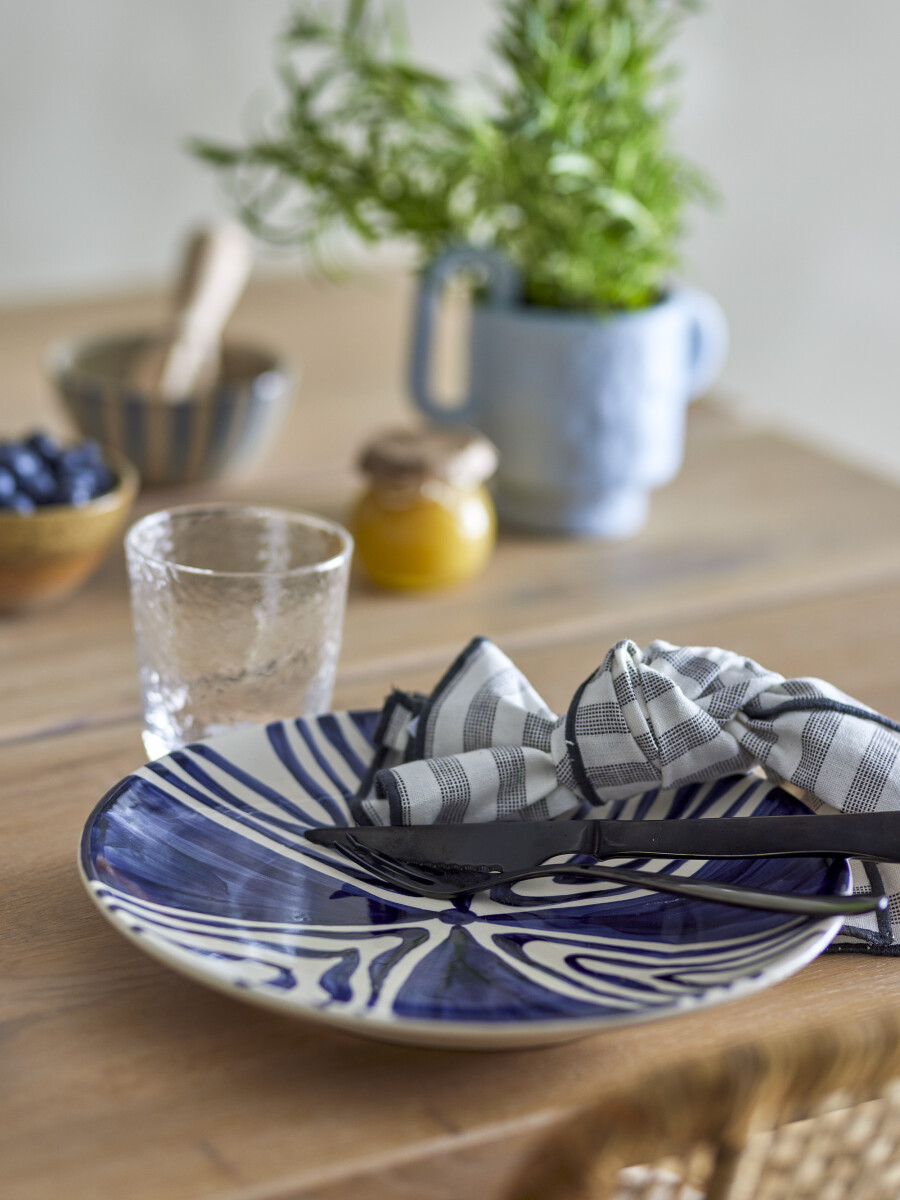 Bloomingville - Shama Tallerken - Blå - Stentøj - Ø 27 Cm