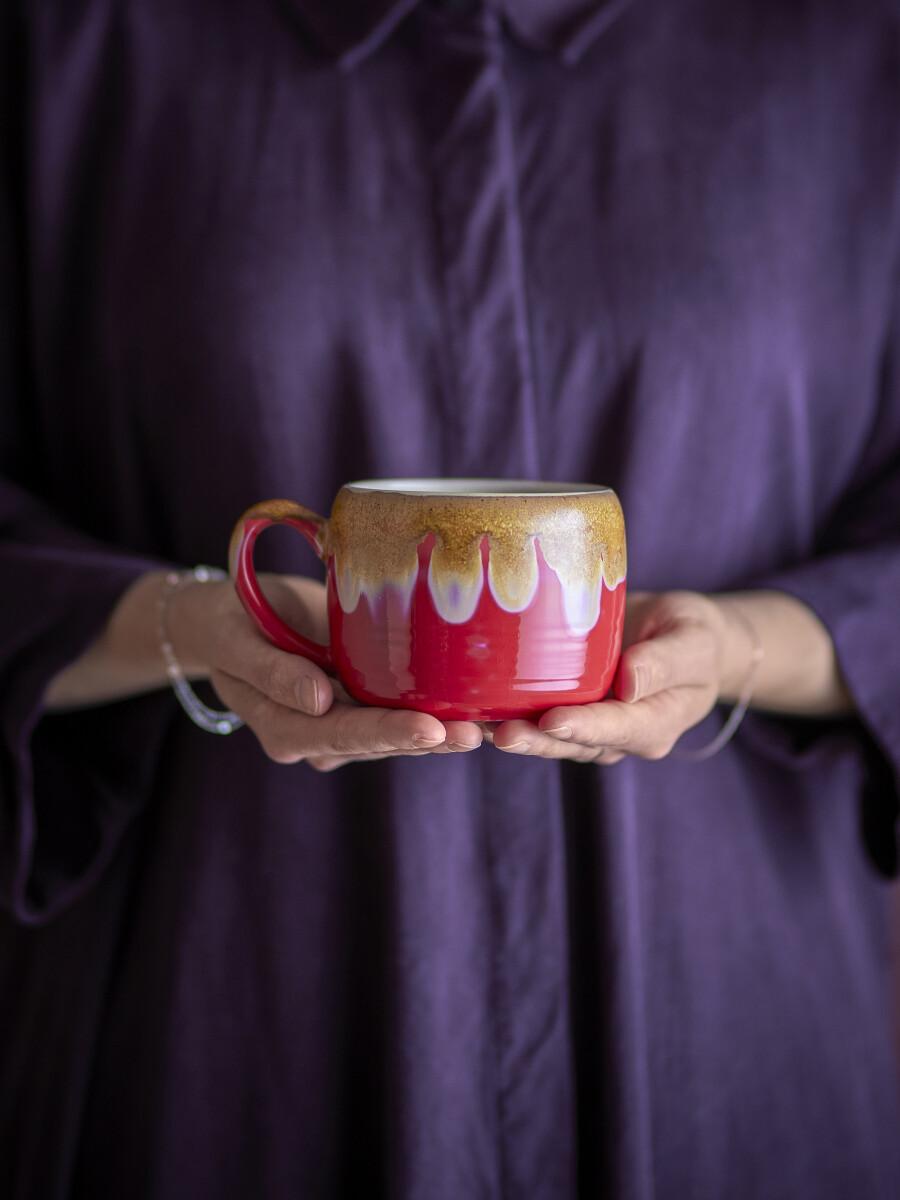 Bloomingville - Sheen Krus Sæt - Rød - Stentøj Keramik - 4 Stk