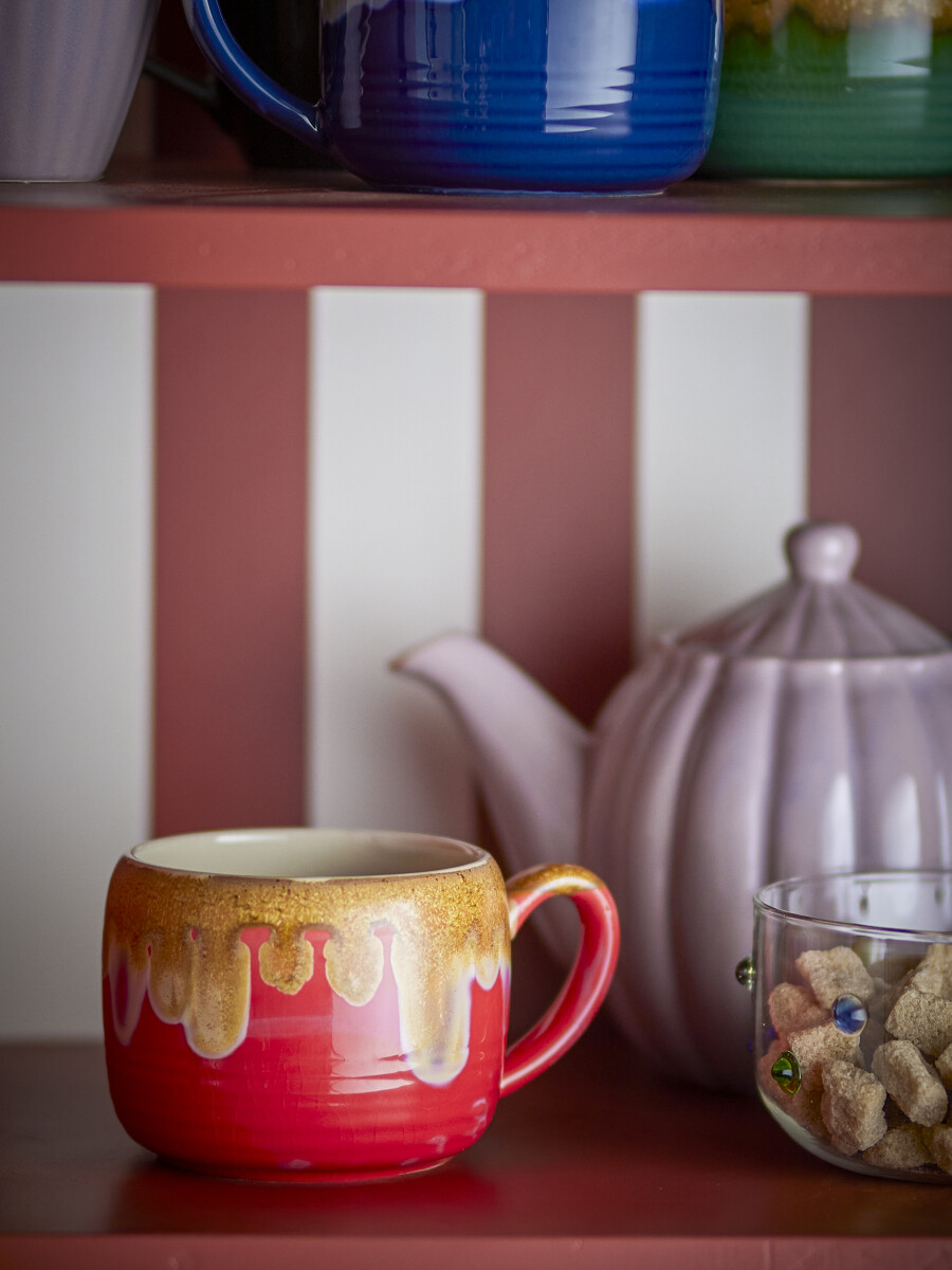 Bloomingville - Sheen Krus Sæt - Rød - Stentøj Keramik - 4 Stk