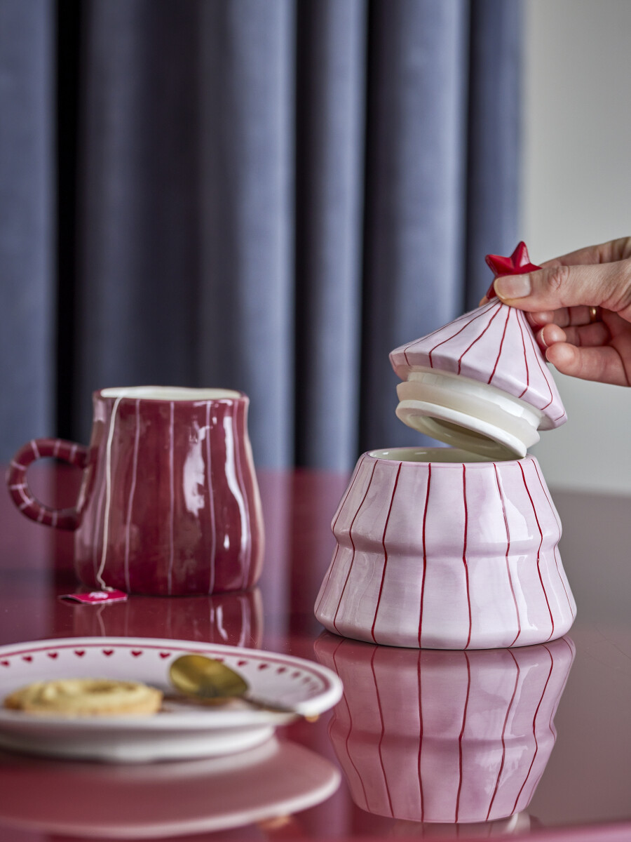 Bloomingville - Shirly Krukke Med Låg - Rosa - Stentøj - H 12 Cm