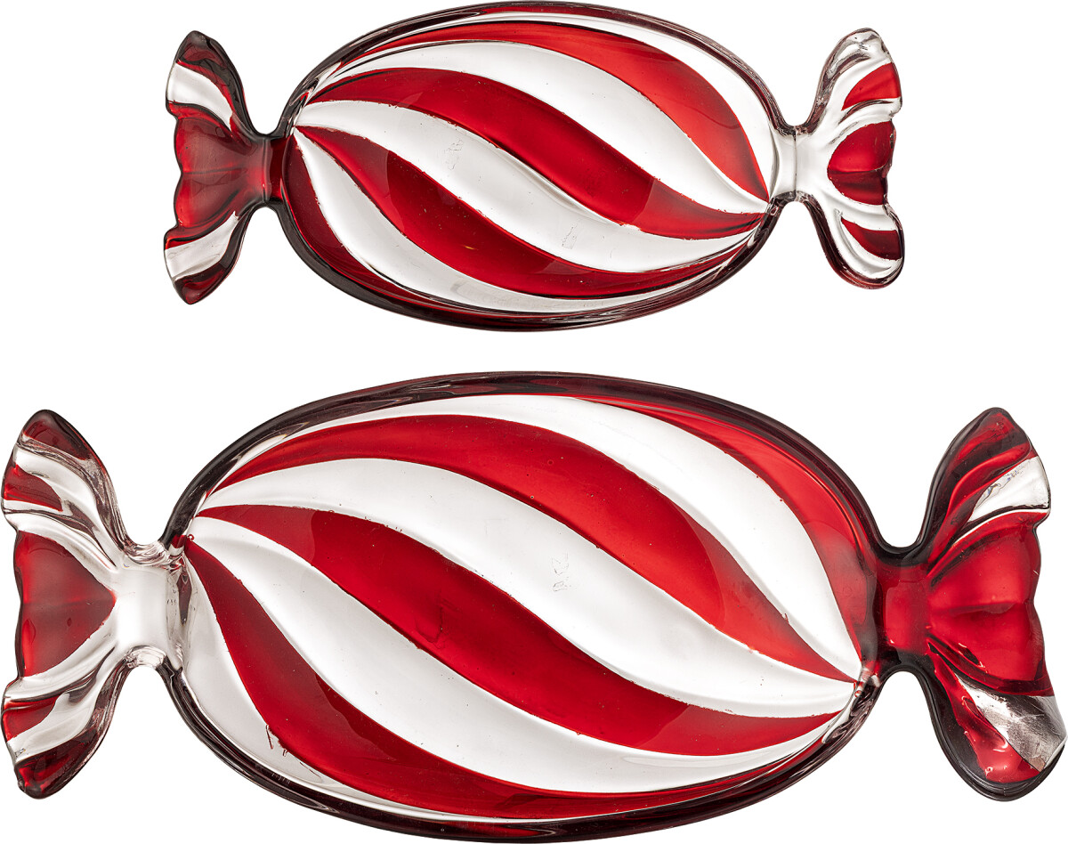 Bloomingville - Sweetie Serveringsfade - Rød - Glas - 2 Stk