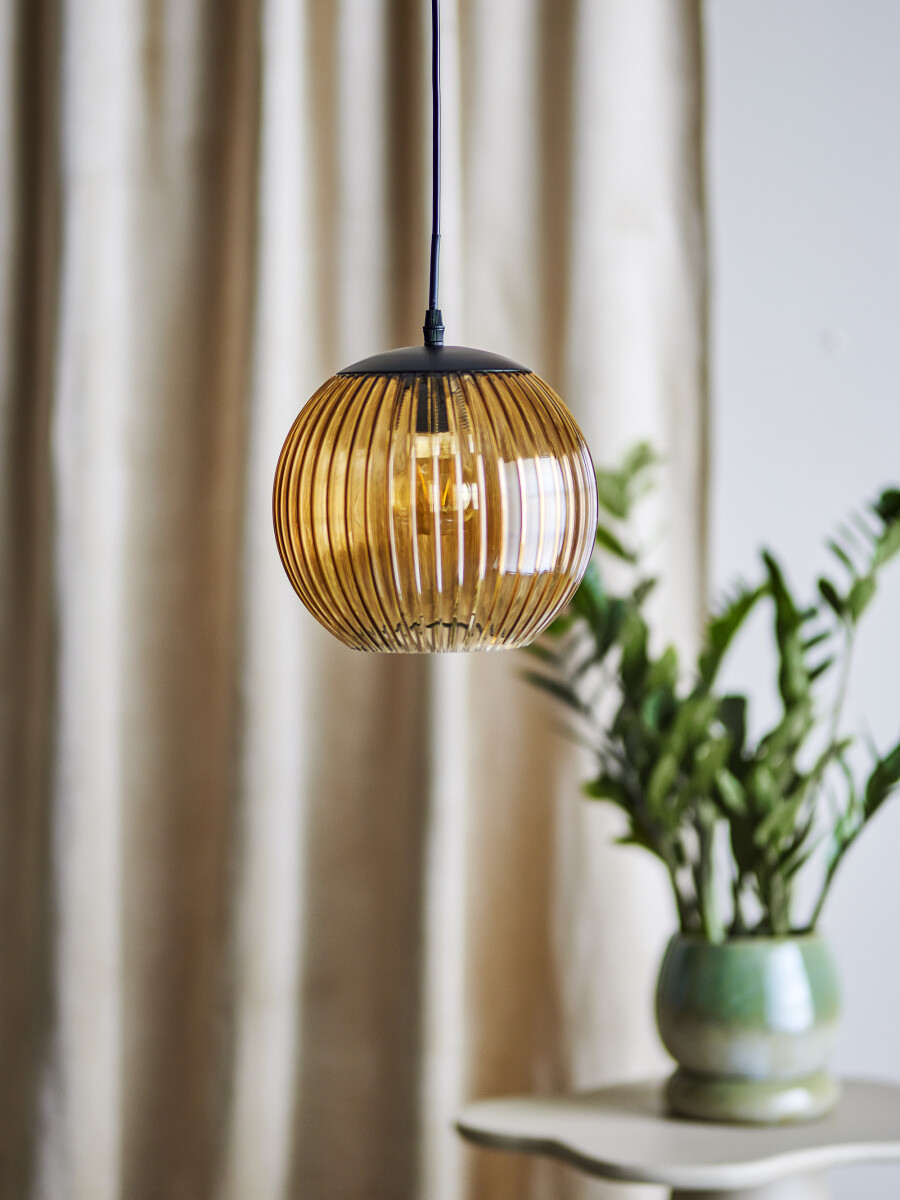 Bloomingville - Sybia Pendel Lampe - Brun - Glas - Ø 23 Cm