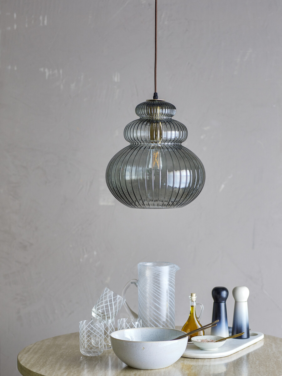 Bloomingville - Sybia Pendel Lampe - Grå - Glas