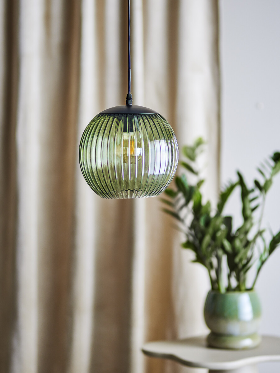 Bloomingville - Sybia Pendel Lampe - Grøn - Glas - Ø 23 Cm