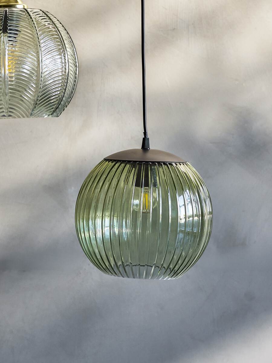 Bloomingville - Sybia Pendel Lampe - Grøn - Glas - Ø 23 Cm