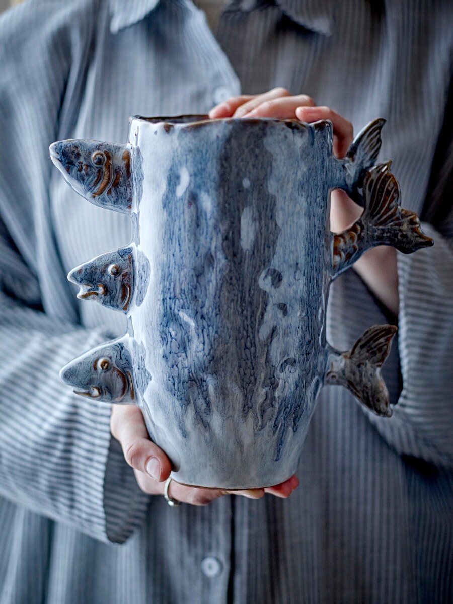 Bloomingville Vase - Tace - Blå - Stentøj - 23 5X23X13 Cm