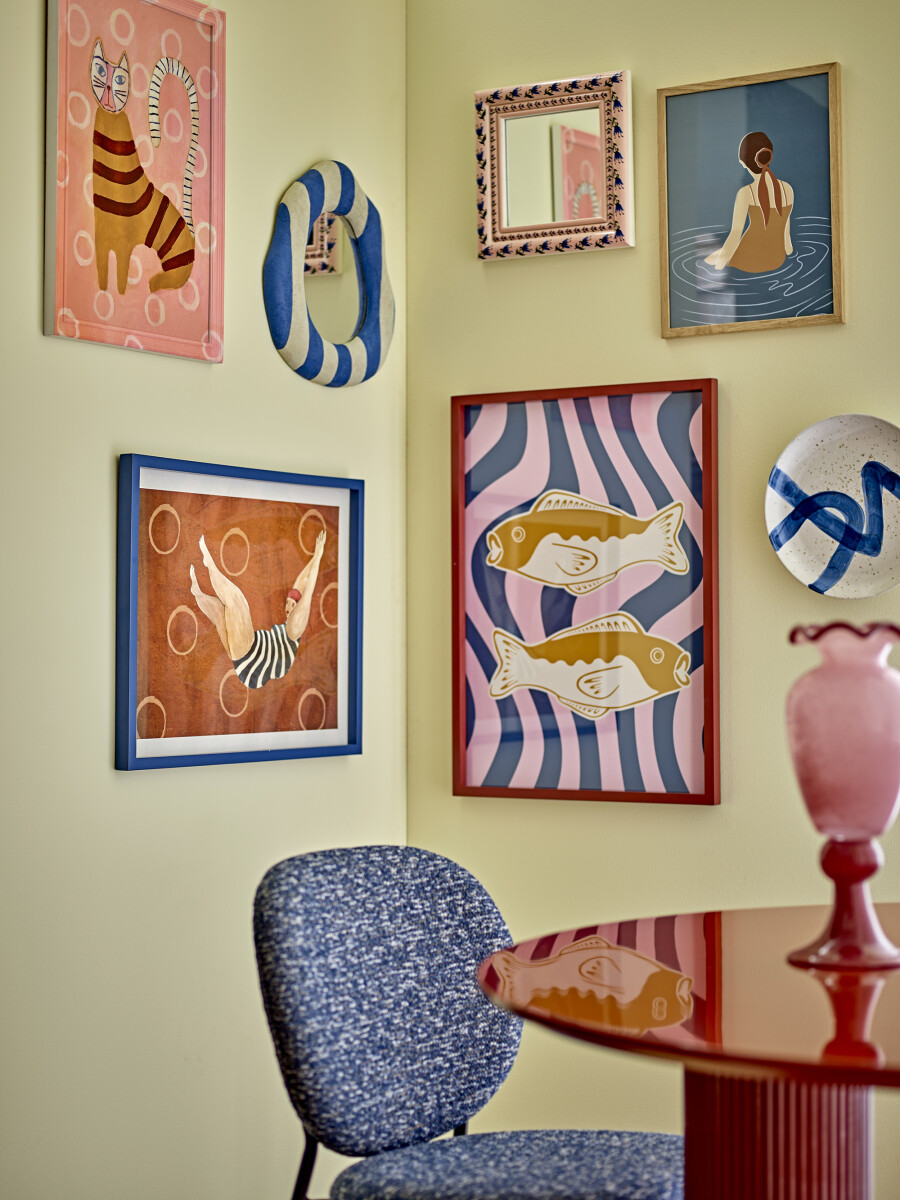 Bloomingville - Travis Spejl Til Væg - Blå - Polyresin