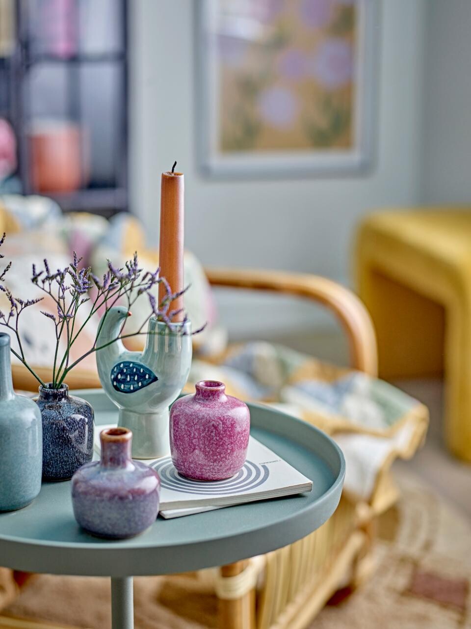 Bloomingville - Trudy Lysestage - H12 5 Cm - Blå - Stentøj Keramik