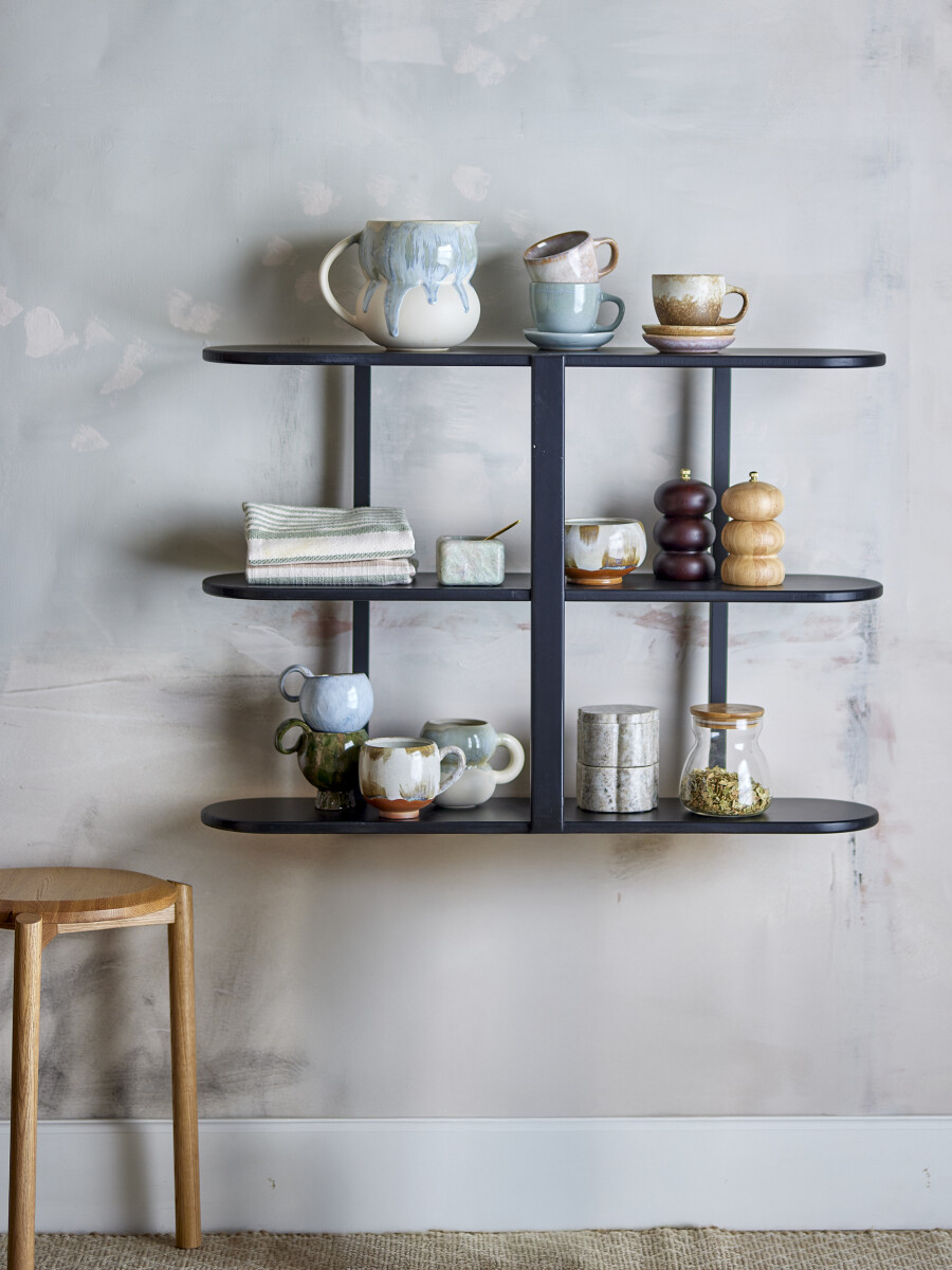 Bloomingville - Vicente Hylde Til Væg - Sort - Mdf Træ