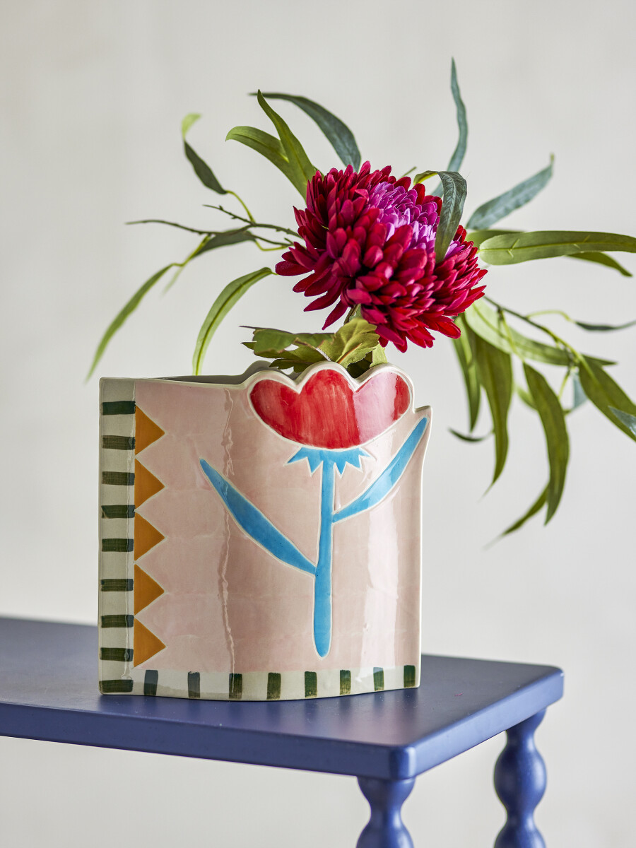Bloomingville - Vinia Vase - Multifarvet - Stentøj Keramik - H 23 Cm