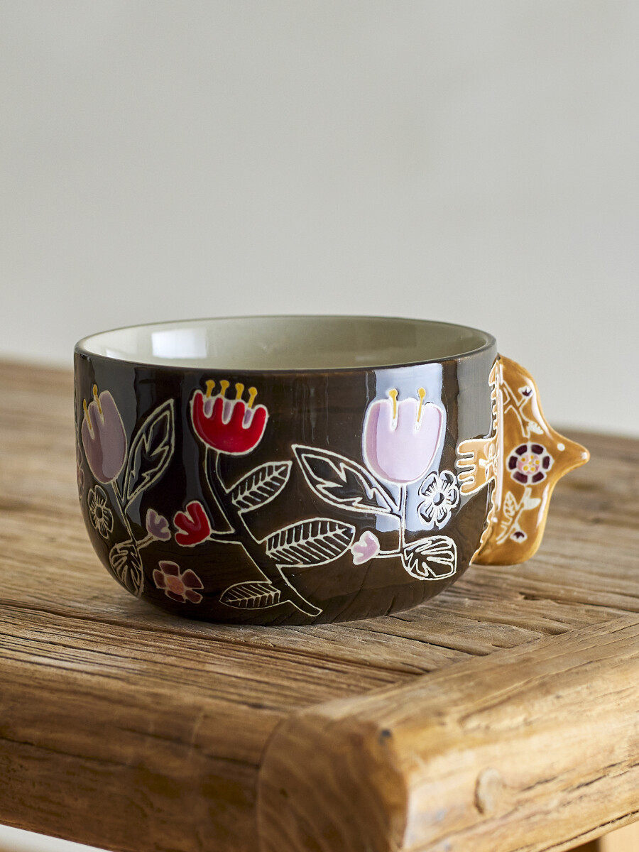 Bloomingville - Vivielle Skåle - Blomster - Ø 13 Cm - Stentøj - 4 Stk