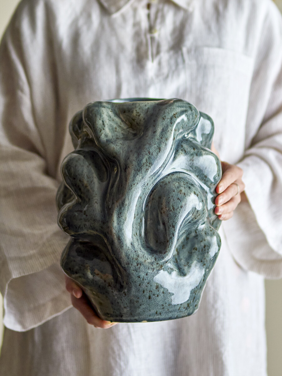 Bloomingville - Vuelle Vase - Grå - Stentøj Keramik