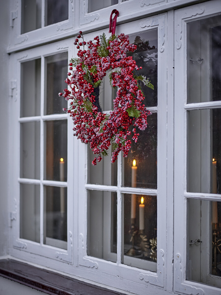 Bloomingville - Winter Berry Kunstig Krans Med Blomster - Ø 51 Cm