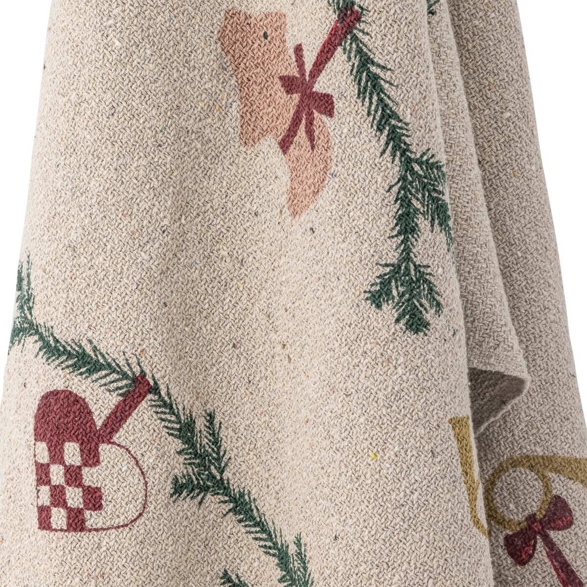 Bloomingville - Yule Plaid - Natur - Genanvendt Bomuld - 130X160 Cm