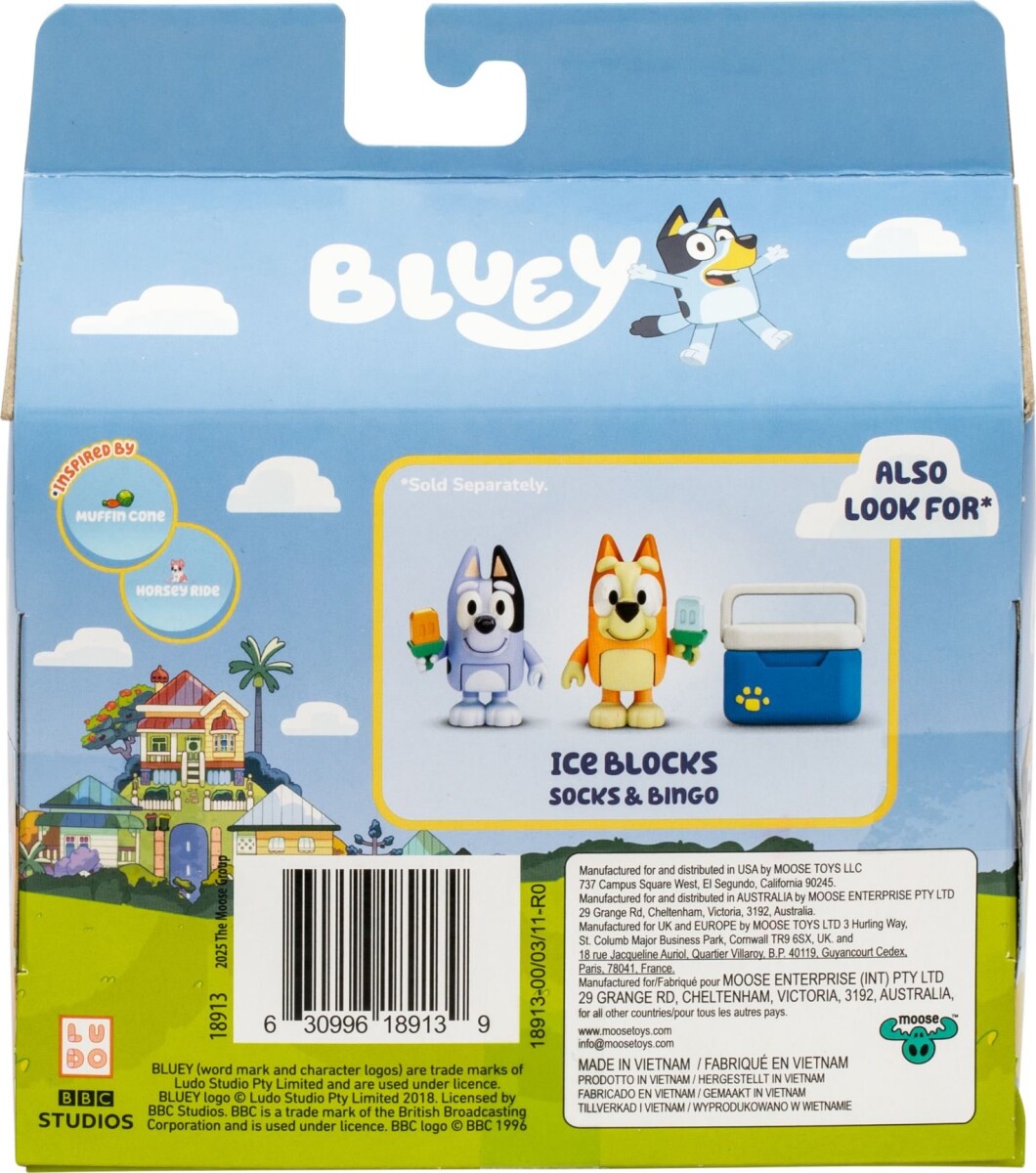 Bluey - Ice Blocks - Socks Og Bingo - 2 Figurer
