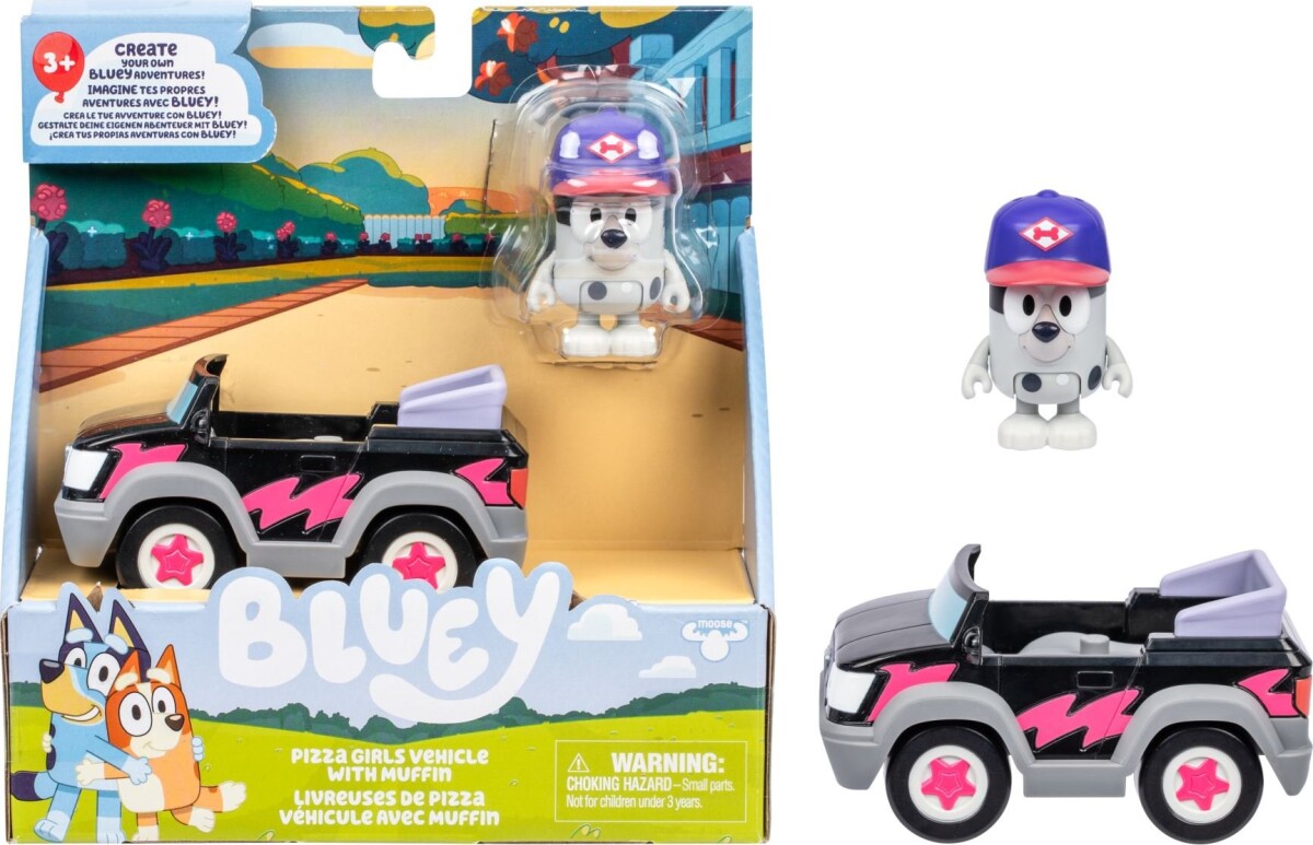 Bluey - Pizza Girls Vehicle With Muffin - Bil Med Figur