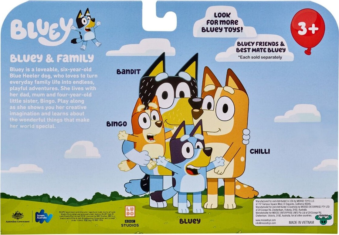Bluey Figurer - Familie - 4-Pak