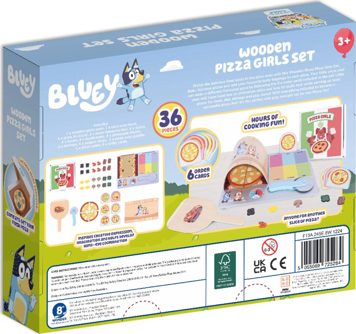 Bluey - Wooden Pizza Girls Set - Pizza Legemad I Træ - 36 Dele