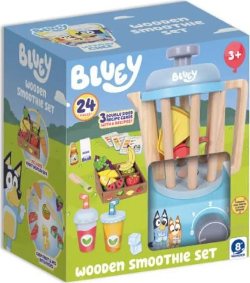 Bluey - Wooden Smoothie Set - Legemad Sæt I Træ - 24 Dele