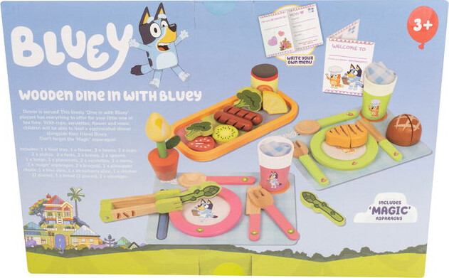 Bluey - Wooden Dine With Bluey - Legemad Sæt I 32 Dele