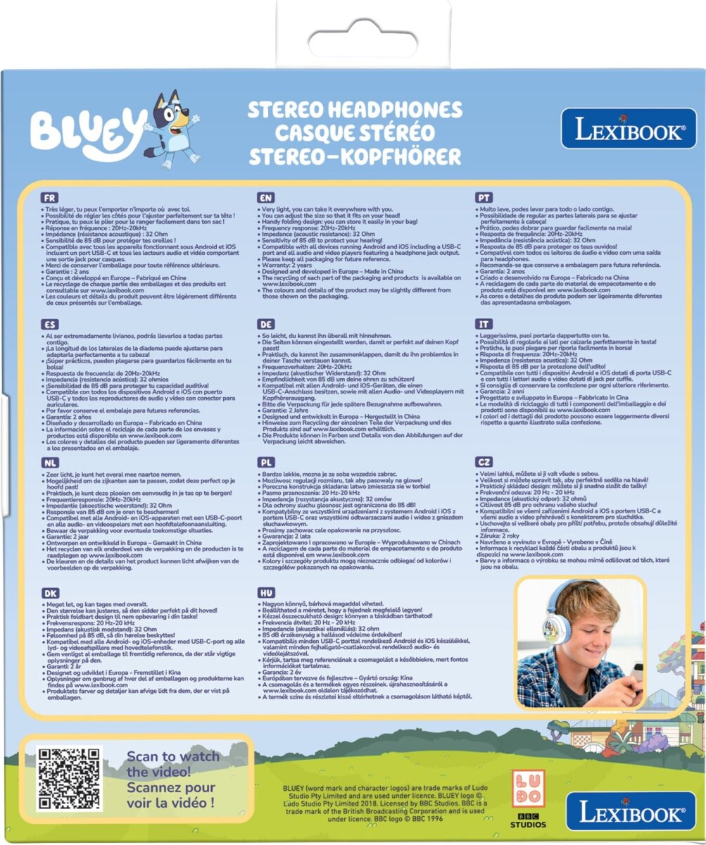 Lexibook - Bluey Stereo Hovedtelefoner Til Børn