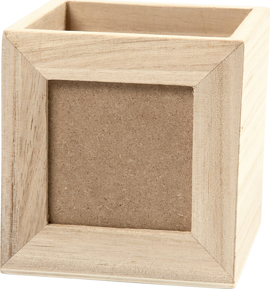 Blyantholder I Træ Med Billedramme - 10X10 Cm