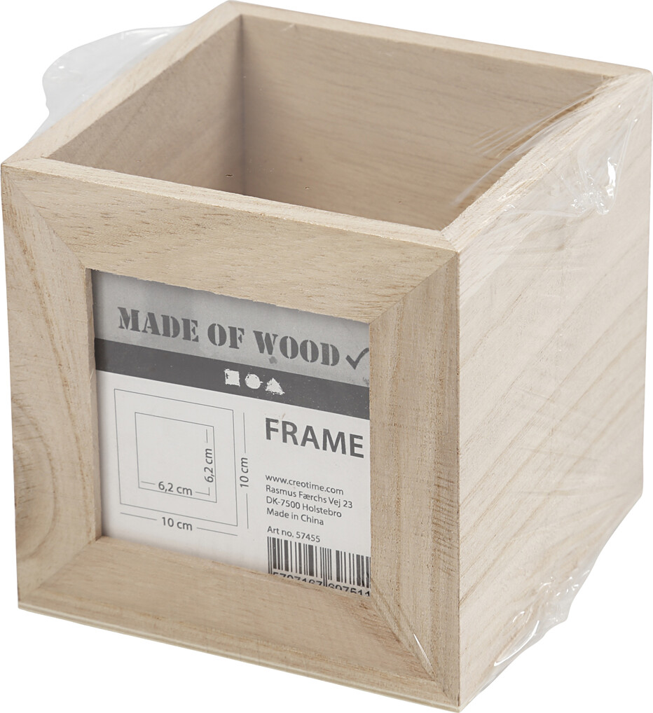 Blyantholder I Træ Med Billedramme - 10X10 Cm