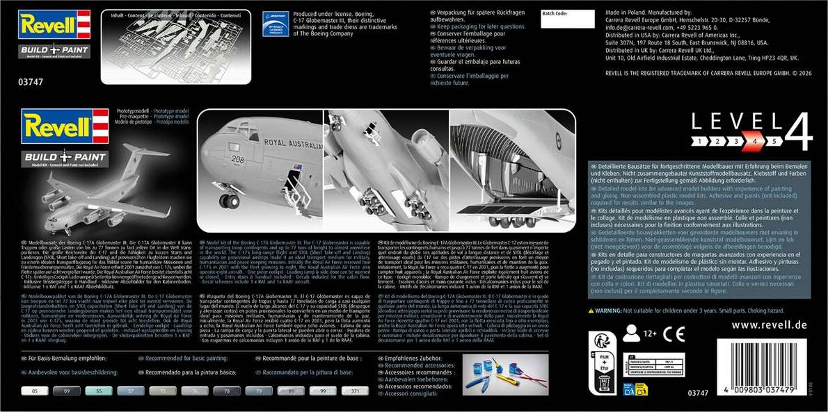 Revell 03747 - Boeing C-17A Globemaster Iii - Build Paint - 1 144