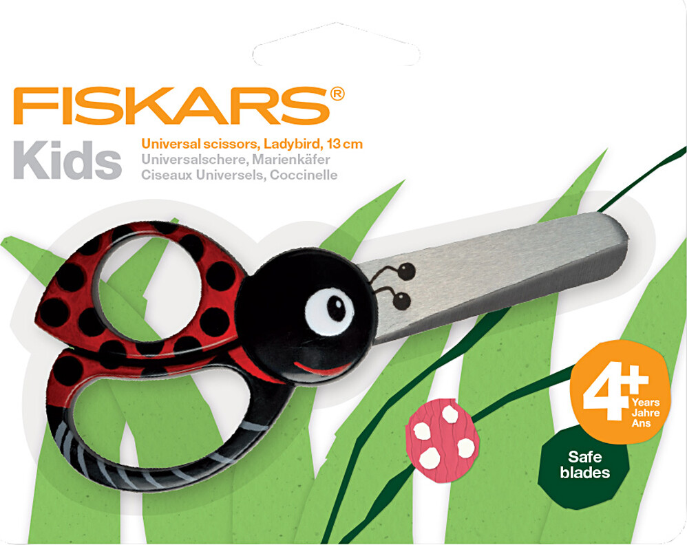 Fiskars - Børnesaks Med Dyremotiv - Mariehøne - L 13 Cm