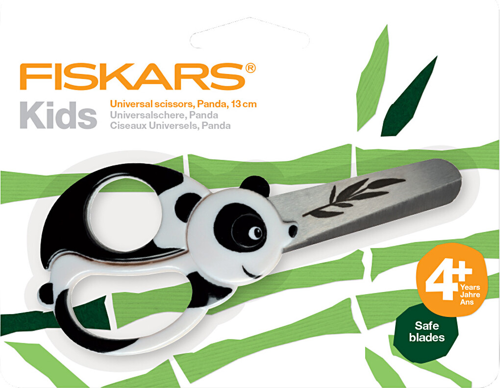 Fiskars - Børnesaks Med Dyremotiv - Panda - L 13 Cm