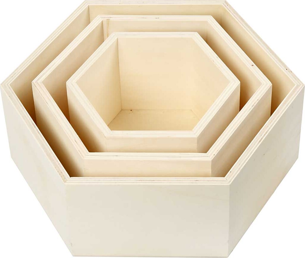 Bogkasser - Sekskantet - H 14 8 19 24 2 Cm - D 10 Cm - 3 Stk